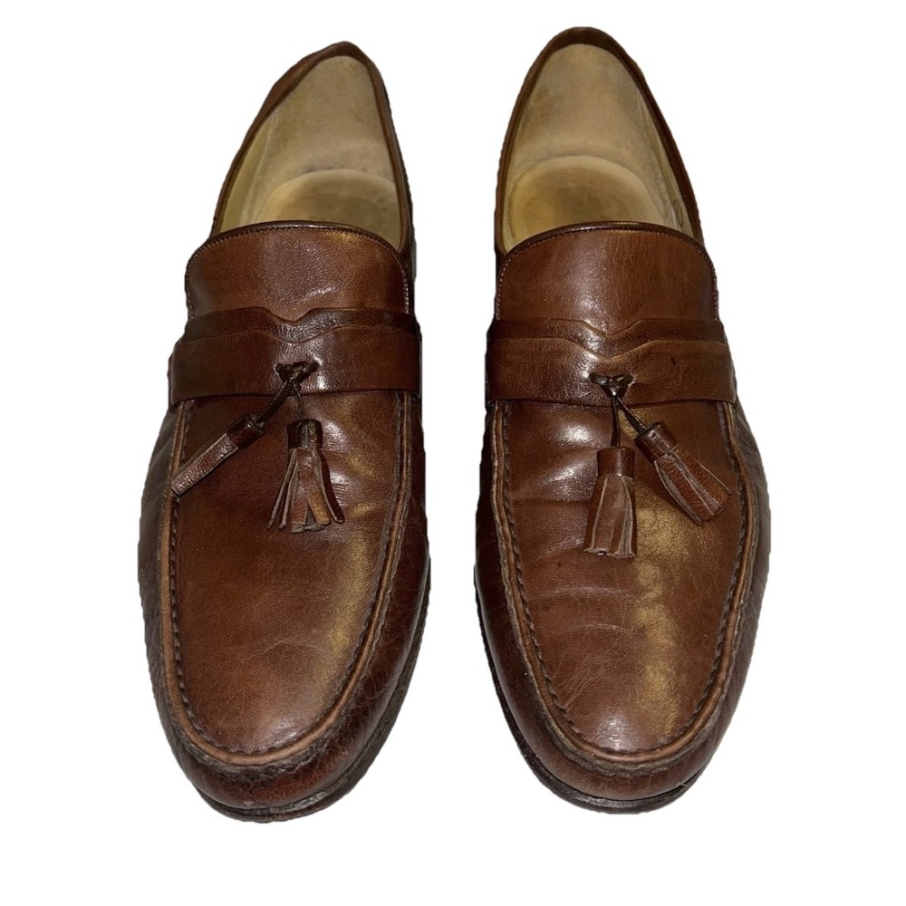 Bally Brown Italian Leather Loafers with Tassels Size 9.5M Great Condition - Picture 1 of 11
